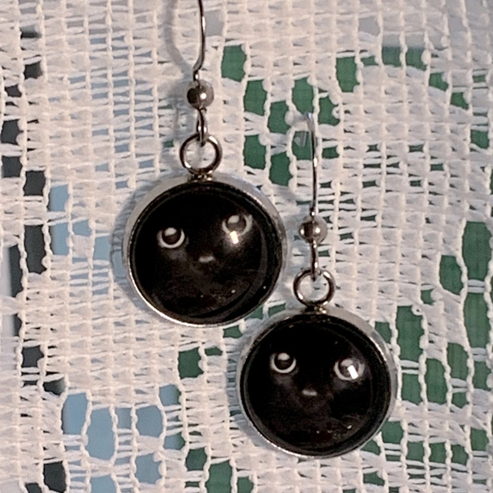 Cute Black Cat Face Earrings